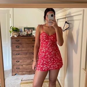 Cotton On Red and White Floral Dress